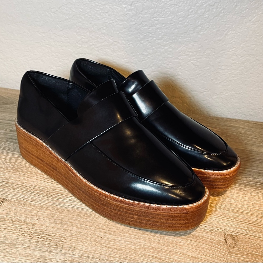 Sol Sana Women’s 37 Venus Black Leather Platform Loafers - Picture 2 of 13
